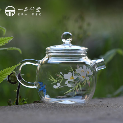 一品仟堂茶壶高硼硅玻璃泡茶家用手工家用办公单壶高档花茶泡茶壶