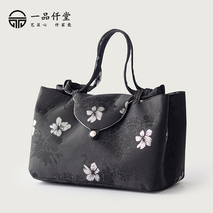 茶事包外出携带旅行包包收纳包手提高端布包 织棉梅花旅行布包中式