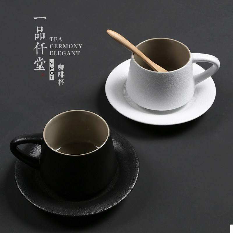一品仟堂 创意粗陶马克杯女带勺简约个性随手杯日式陶瓷咖啡杯套在类目 餐饮具, 咖啡器具, 咖啡杯中 - 来自Buy2taobao.com提供专业的淘宝代购服务