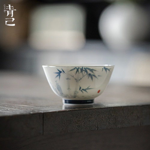 一品仟堂手绘青花主人杯茶杯