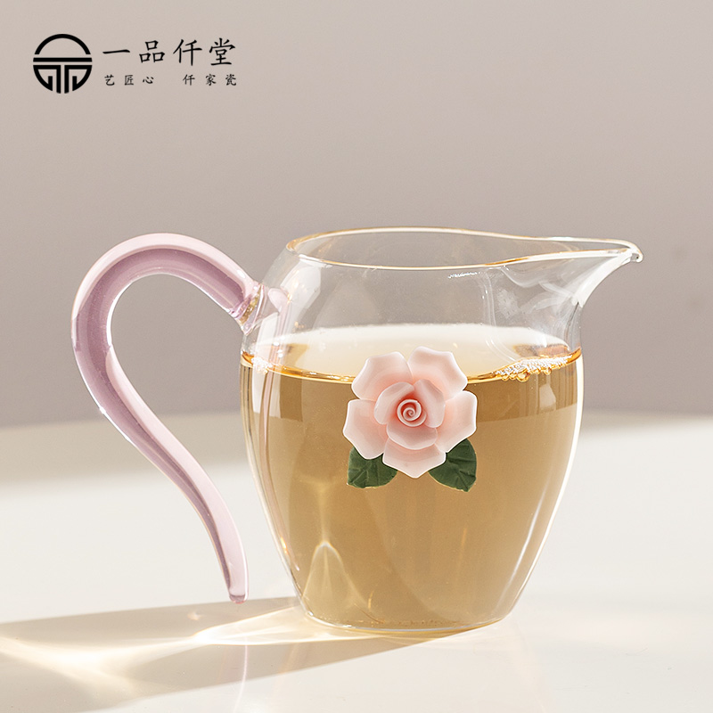 一品仟堂加厚玻璃新款公道杯耐热分茶器透明泡茶过滤家用功夫茶具