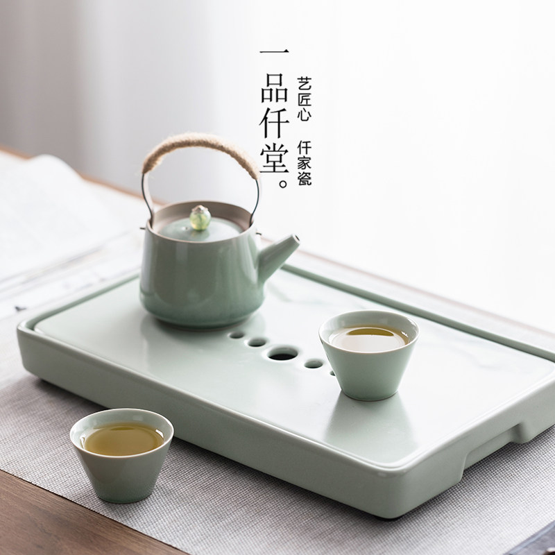 一品仟堂家用陶瓷茶盘客厅储水式干泡台功夫茶具简约现代田园托盘,餐饮具,茶盘,淘宝优惠券,粉丝福利购,淘宝优惠卷