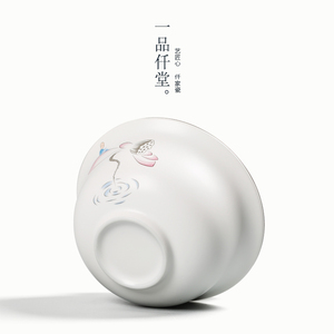 一品仟堂  墨彩脂白三才盖碗陶瓷功夫茶具单品三才碗敬茶碗泡茶碗