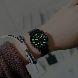 男女款 初高中大学生公务员中高考考试石英手表简约小众ins风夜光