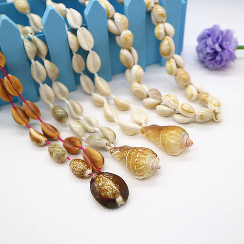 天然海螺贝壳彩色项链奖励地摊