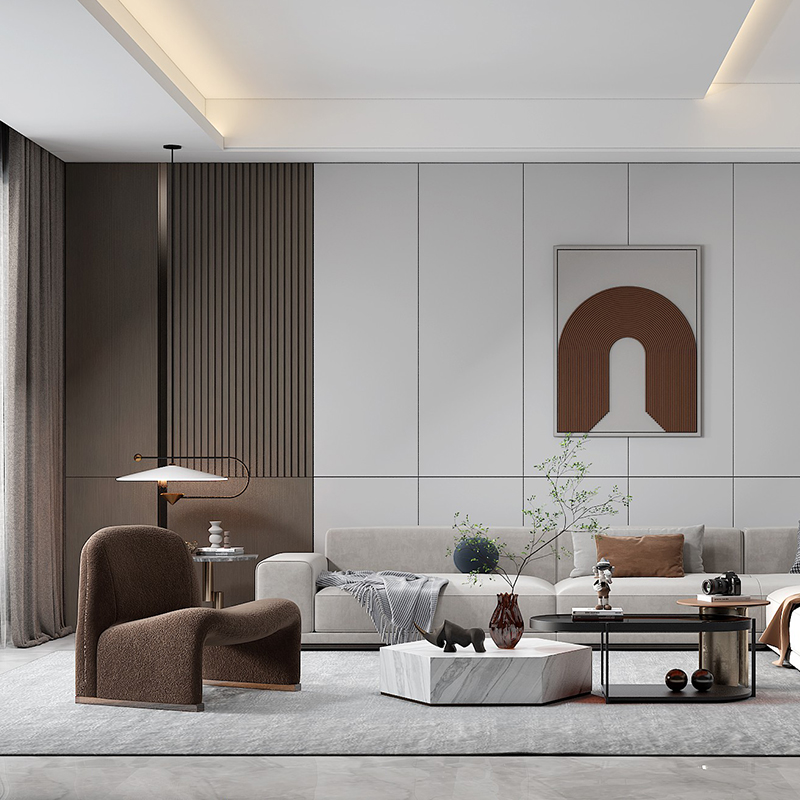 长城松木实木格栅板9mmmm厚客厅背景墙阳台吊顶凹凸形木饰面板