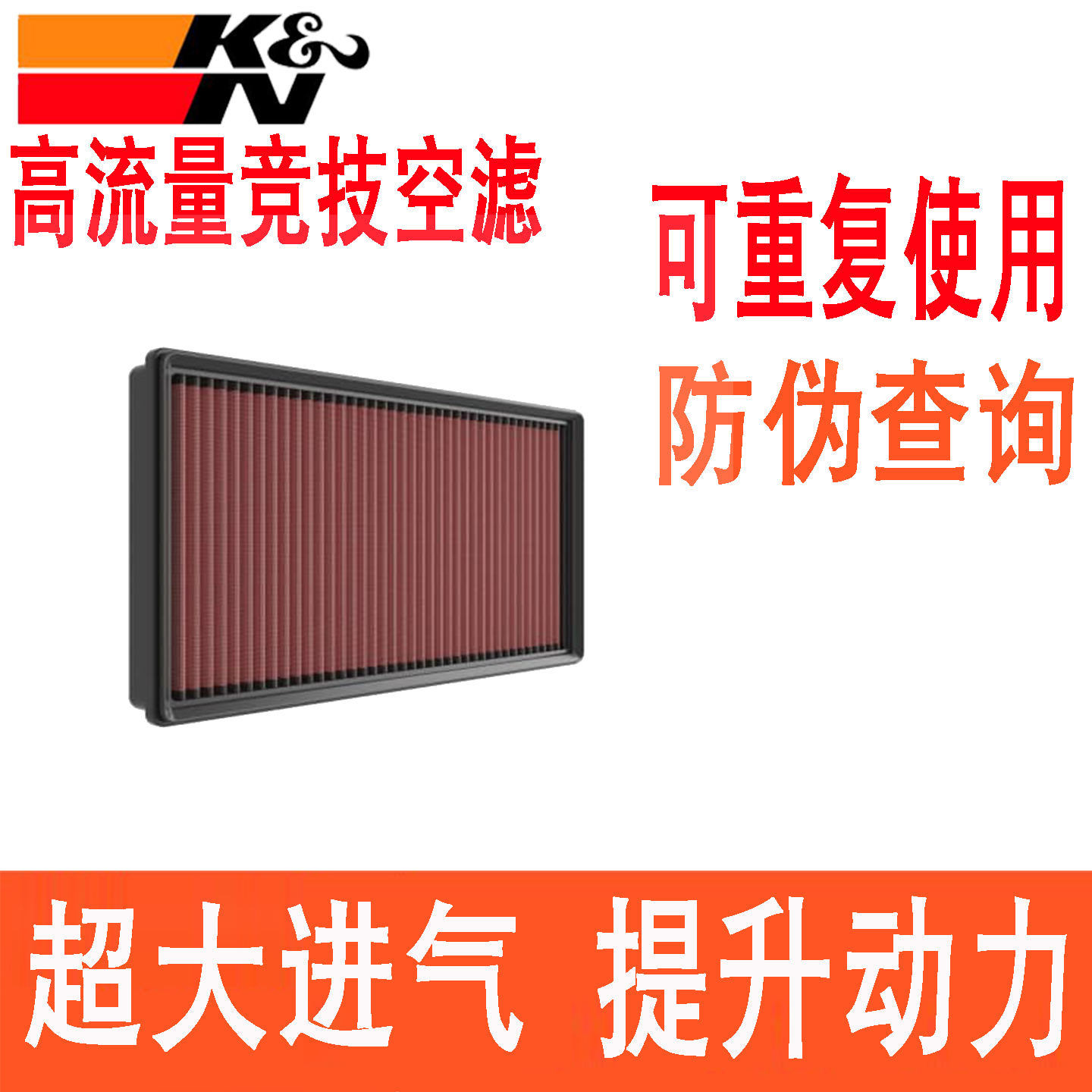 KN高流量空滤适配奔驰C260L GLC300L E300 GLE350 CLE空气滤芯格