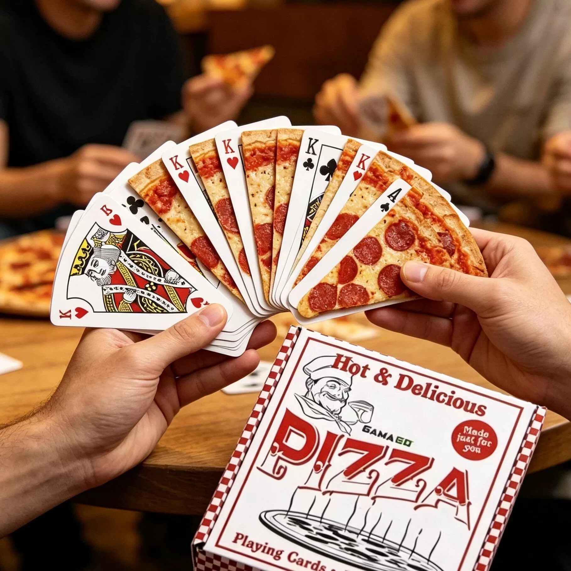 小红书同款披萨扑克牌桌游小众可爱异形抽象桌游大号爆款创意扑克
