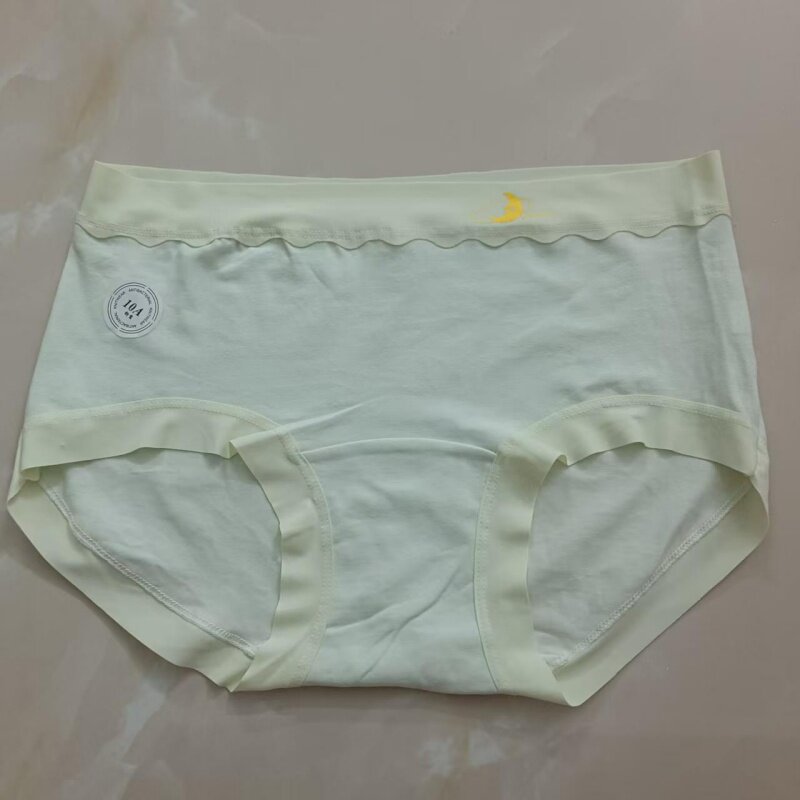 女士三角内裤绿色款舒适内裤青色月亮款舒服纯色纯棉女生居家裤子