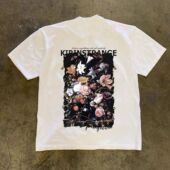 潮流花卉印花短袖 潮牌短袖 t恤美式 男230G重磅高街男孩宽松圆领半