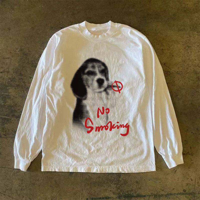 潮牌短袖t恤260g重磅长袖t恤男ins潮牌美式休闲圆领宽松上衣