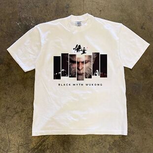 潮牌短袖t恤黑神话悟空游戏同款齐天大圣国潮西游记短袖T恤男女半
