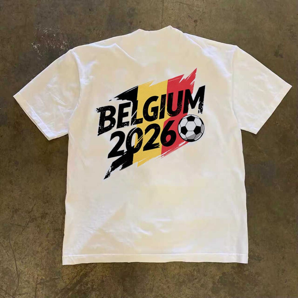 潮牌短袖t恤美式2026比利时足球印花短袖印花短袖T恤男夏季新款宽