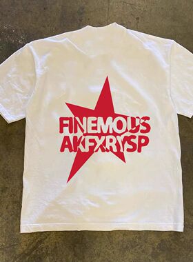 潮牌短袖t恤250G重磅美式潮流休闲字母印花T恤男百搭圆领overszie