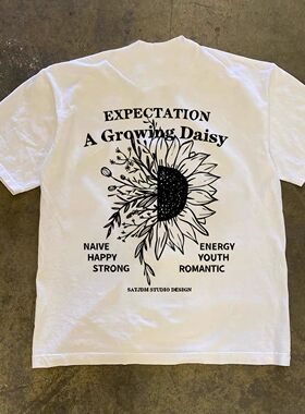 潮牌短袖t恤250G重磅美式潮流休闲字母印花T恤男百搭圆领overszie