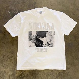 潮牌短袖t恤摇滚乐队美式复古街头短袖印花T恤男女欧美炸街圆领宽