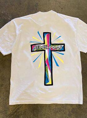 潮牌短袖t恤250G重磅美式潮流休闲字母印花T恤男百搭圆领overszie