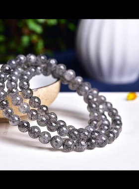 情侣款黑发晶108颗佛珠手链天然