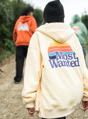 mostwantedlab20FW 彩虹logo加绒开衫连帽情侣卫衣潮流外套 MWTD