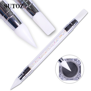 美甲工具双头硅胶笔雕刻压花笔硅胶笔单支钻镂空彩钻压花笔nail