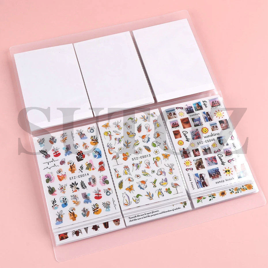 网红美甲贴纸收纳册工具透明84张大容量简约风指甲贴花收纳展示本