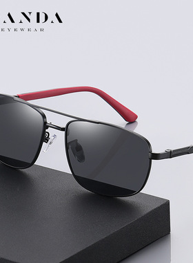 墨镜时尚风双梁方框弹簧腿太阳镜