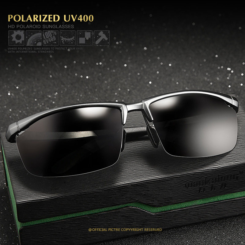 新款时尚男士偏光太阳镜铝镁半框开车送长辈户外运动旅行钓鱼墨镜