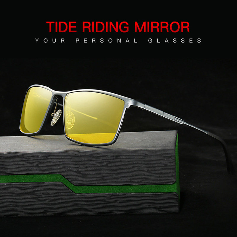 夜晚防远光灯防强光开车偏光太阳镜运动骑行男眼镜增亮驾驶夜视镜