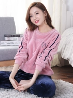 Коралловая бархатная демисезонная осенняя флисовая пижама, зимний фланелевый комплект, увеличенная толщина