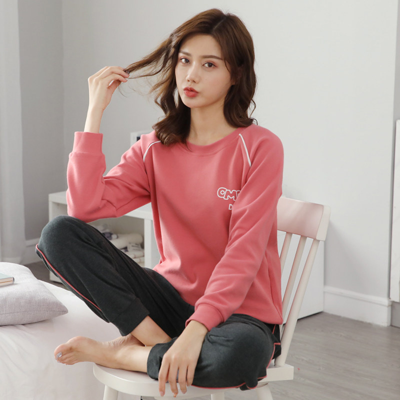睡衣长袖女春秋款纯棉家居服2021年新款可外穿居家冬秋季运动套装