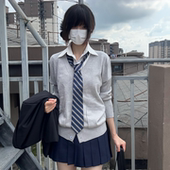 日系学院风jk制服校供感叠穿深灰长袖 JK开衫 外套女秋冬季 针织上衣