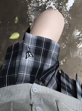 巧所 化蝶格裙 原创正品jk制服校供感日系百褶裙百搭刺绣jk格裙