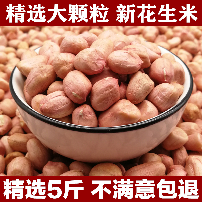 生花生米新鲜粉红皮花生米5斤新货 2025年农家晒干大粒不带壳榨油