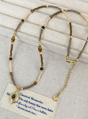 复古美拉德虎眼石项链锁骨链