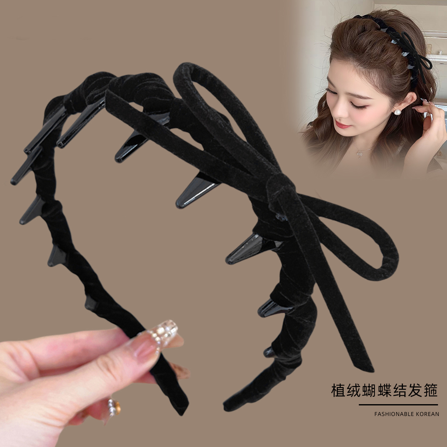 秋冬丝绒蝴蝶结发箍女头箍