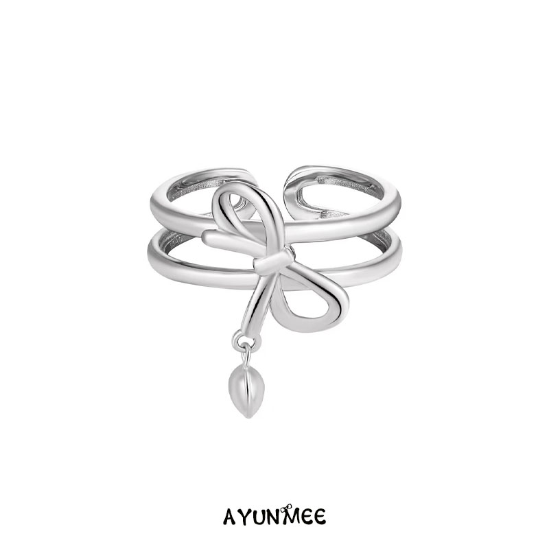 蝴蝶结爱心铃铛戒指女高级感S925