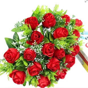 18头婚庆手捧花混色玫瑰花束花假花家居摆古风居家墙上花阳台花