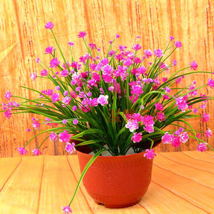 厂家直销供应仿真植物 塑料兰花草 塑料花 7头星星草花束花艺