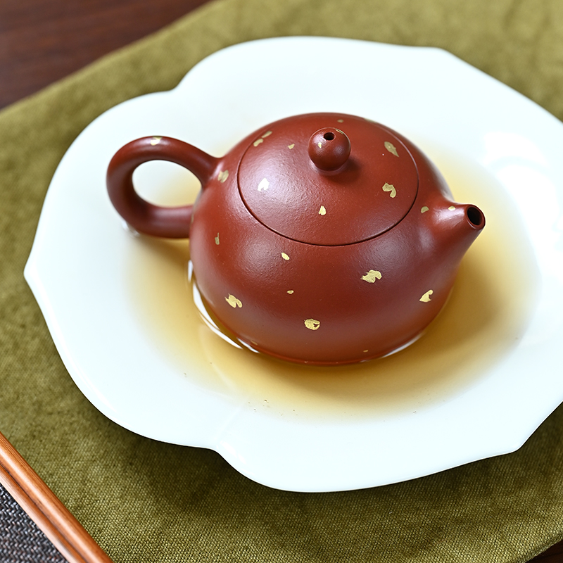 東家守藝人大紅袍朱泥24k灑金西施紫砂壺泡茶壺功夫茶