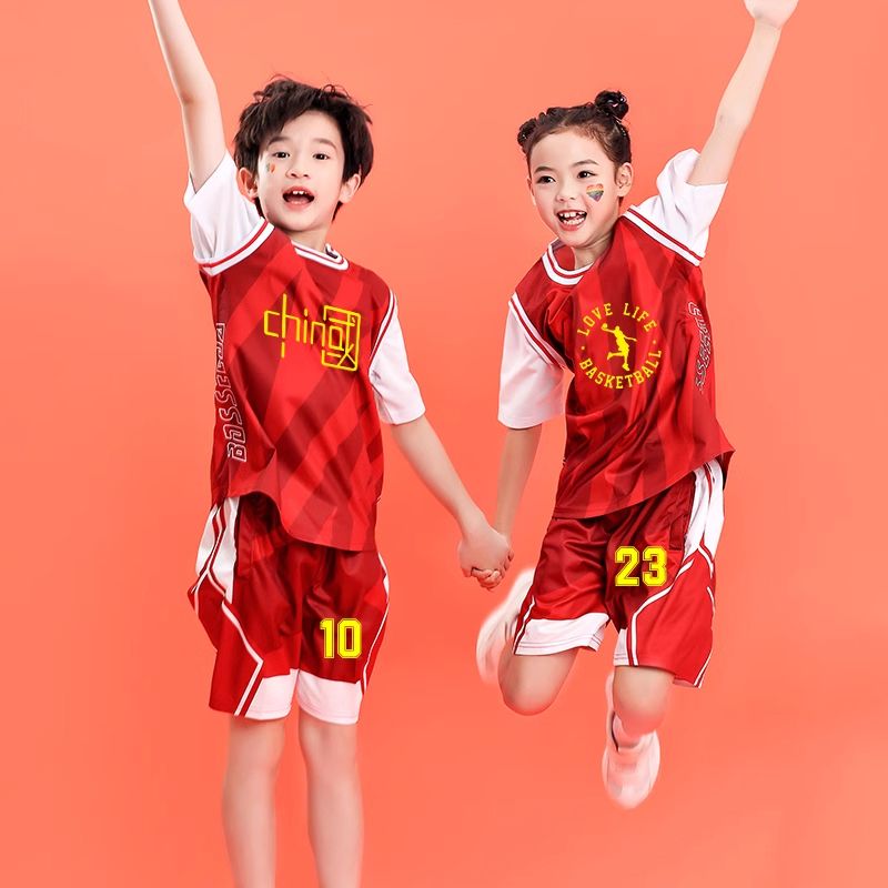 新款儿童篮球服短袖套装男生定制女小学生运动比赛训练印字号队服