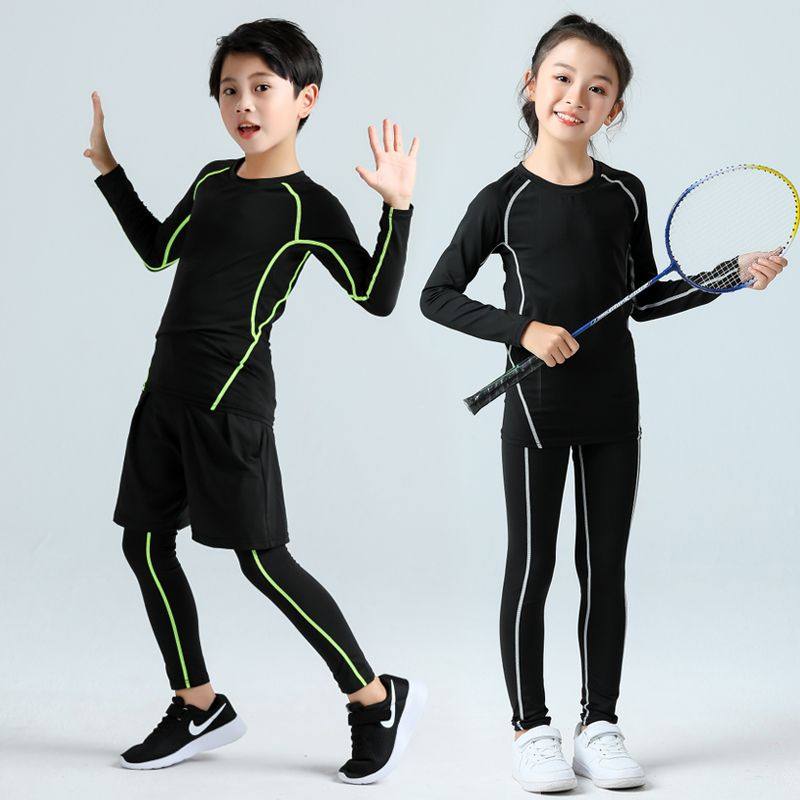 儿童远动服套装紧身衣训练服男女童健身跑步篮足球服裤打底衫速干