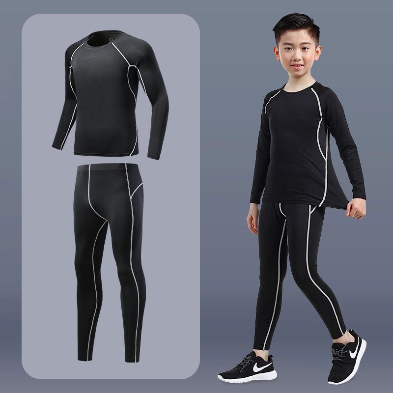 儿童篮球紧身衣训练服男生速干衣跑步健身服秋冬长袖打底运动套装
