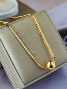 欧美双层金球项链女春夏高级感轻奢气质2025新款复古不掉色配饰