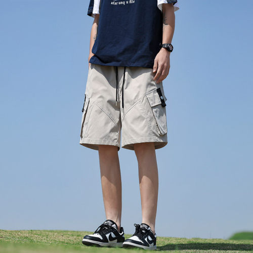夏季时尚高街工装五分多袋短裤男