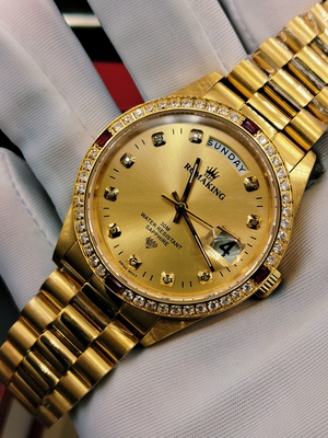 全新瑞士罗马帝王ROMAKING男士石英金表(瑞士依莎1198石英机芯)