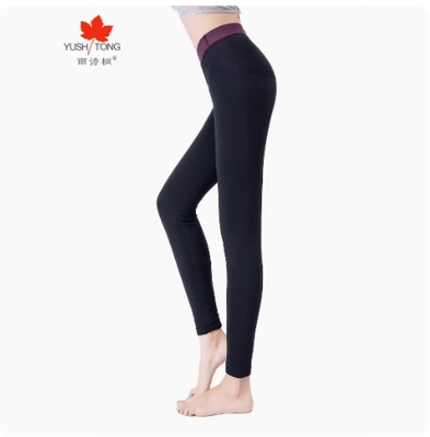 雨诗桐2023冬黑色加厚高腰桑蚕丝保暖裤女修身棉裤外穿打底裤6596