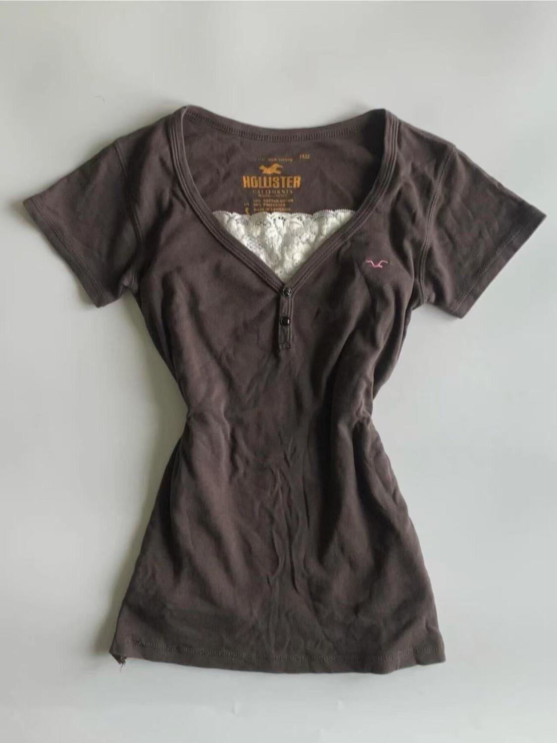Y2K V-Neck T-Shirt Fake Two-Piece Retro Top - Buy from Taobao, China | Shopme Agent