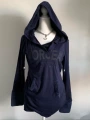 Dark Blue Lamb Wool Patchwork Hooded Sweatshirt