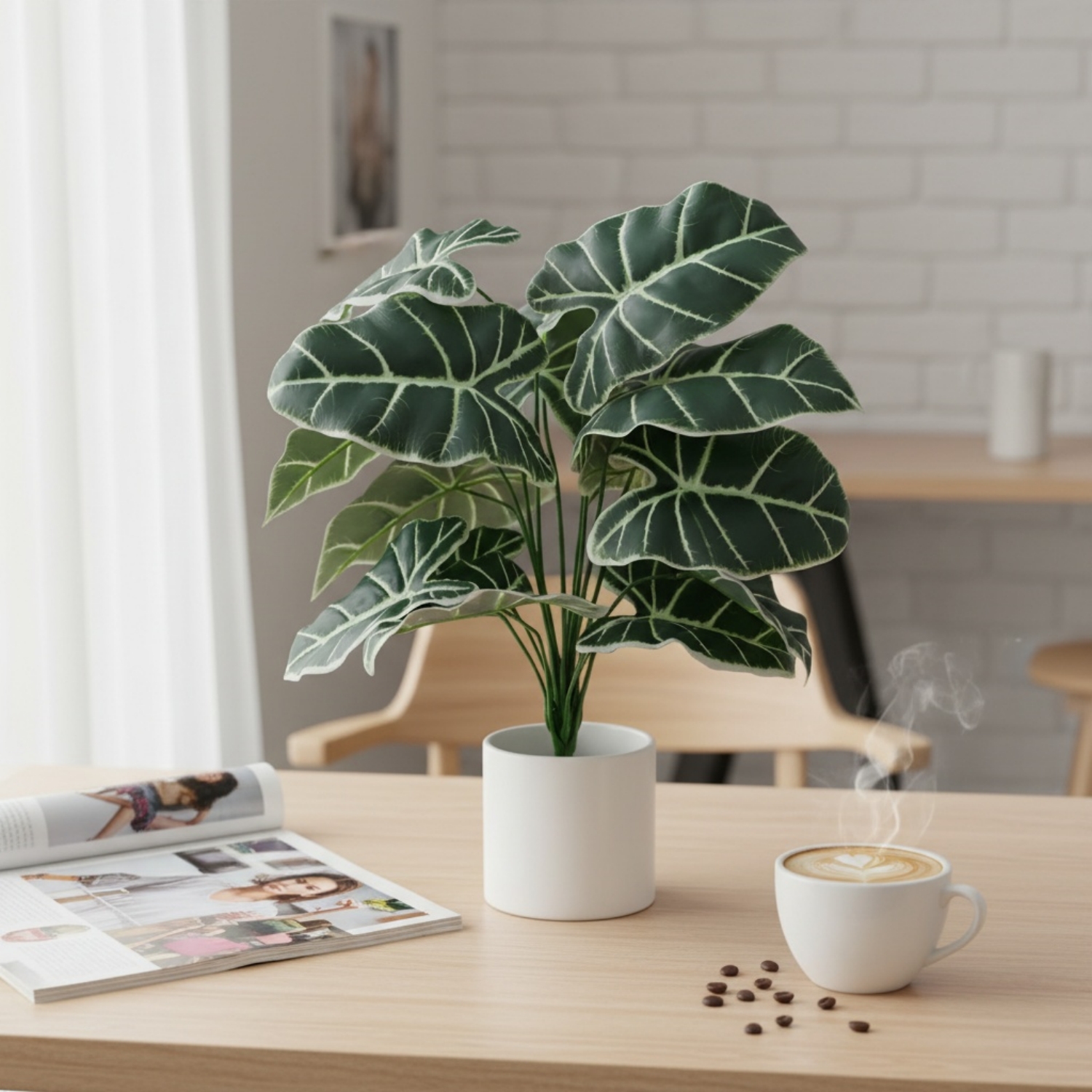 仿真绿植15头白边天鹅叶波斯叶