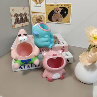 小海狸露比派大星小丑鱼桌面收纳摆件石膏娃娃手工DIY白胚礼物